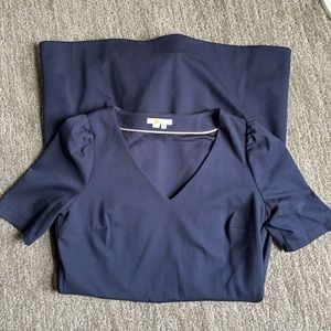 Boden V neck puff shoulder dress- 12Long!